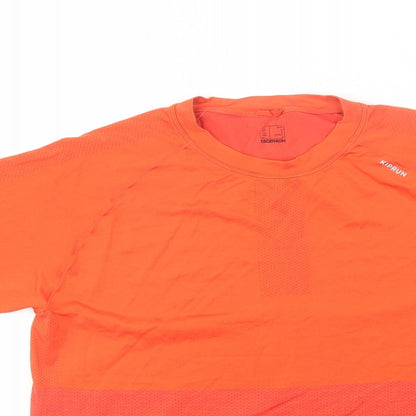Decathlon Womens Orange  Polyester Basic T-Shirt Size M Round Neck