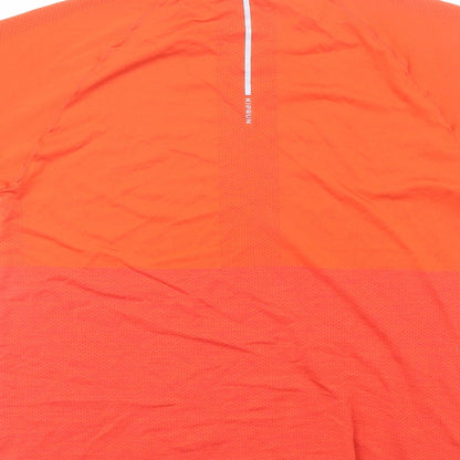 Decathlon Womens Orange  Polyester Basic T-Shirt Size M Round Neck