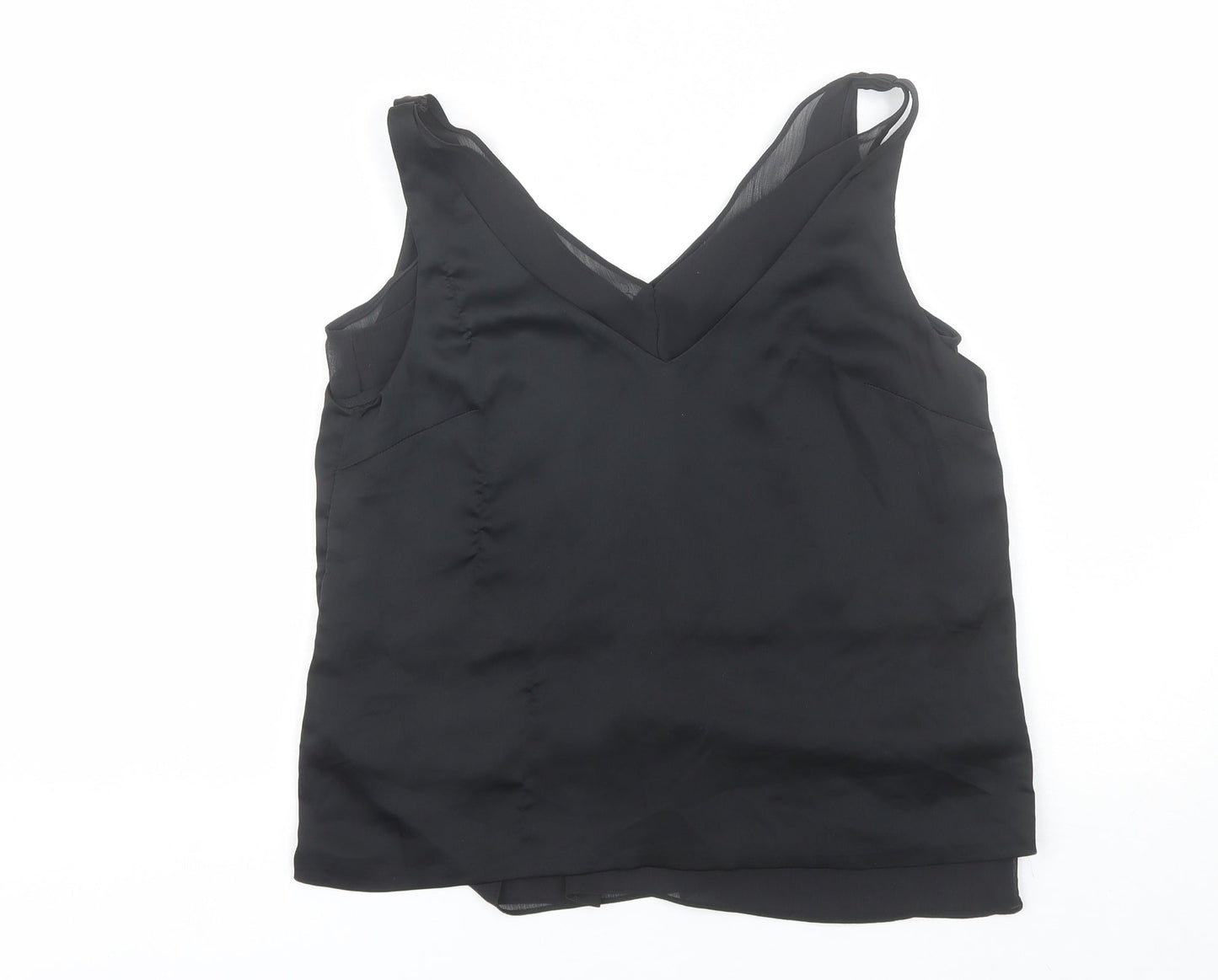 H&M Womens Black  Polyester Basic Blouse Size 8 V-Neck