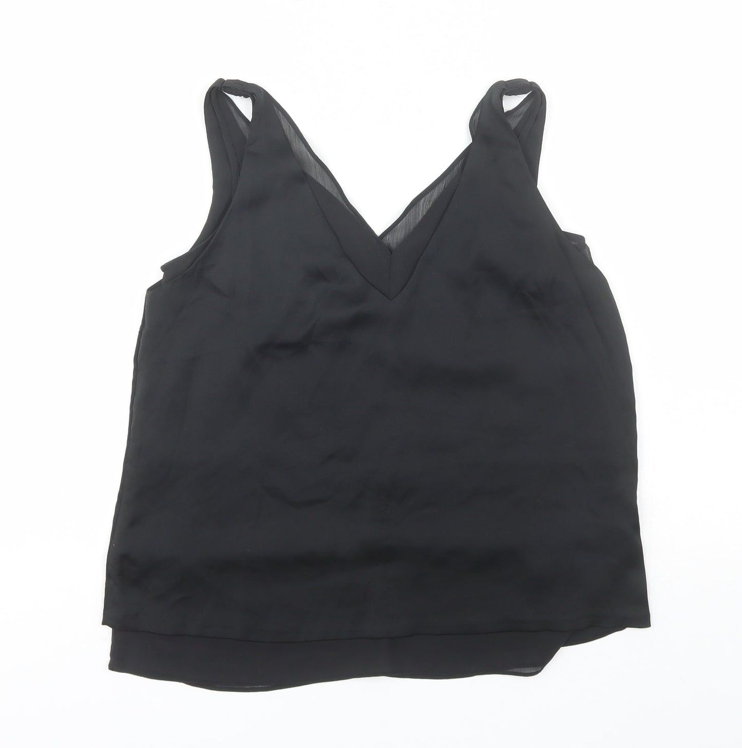 H&M Womens Black  Polyester Basic Blouse Size 8 V-Neck