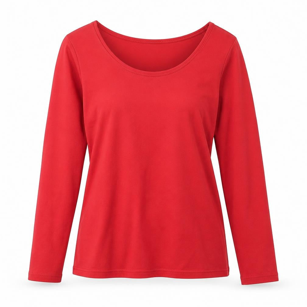 Isle Womens Red  Cotton Basic T-Shirt Size S Round Neck