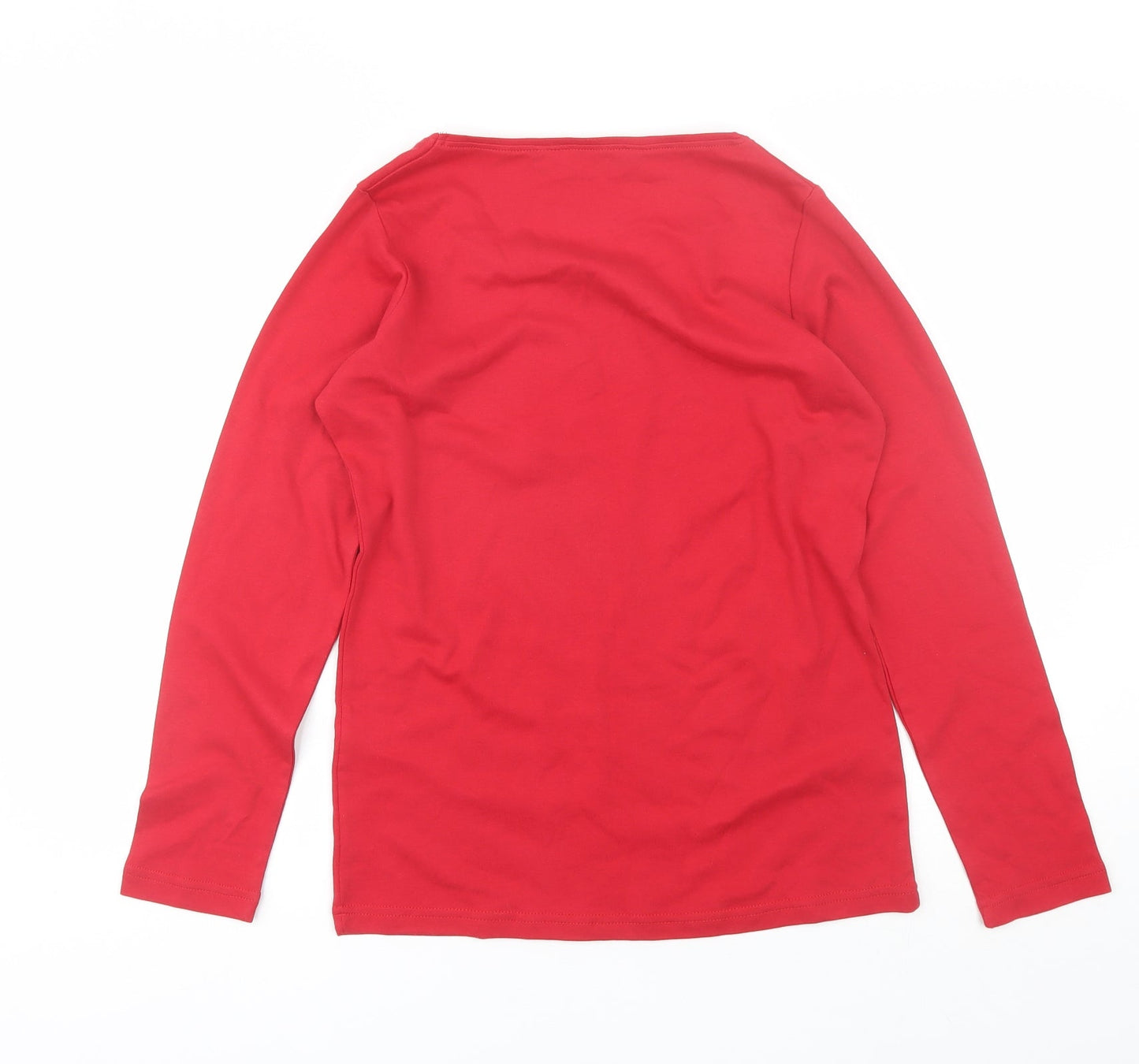 Isle Womens Red  Cotton Basic T-Shirt Size S Round Neck