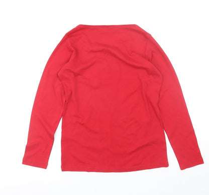 Isle Womens Red  Cotton Basic T-Shirt Size S Round Neck