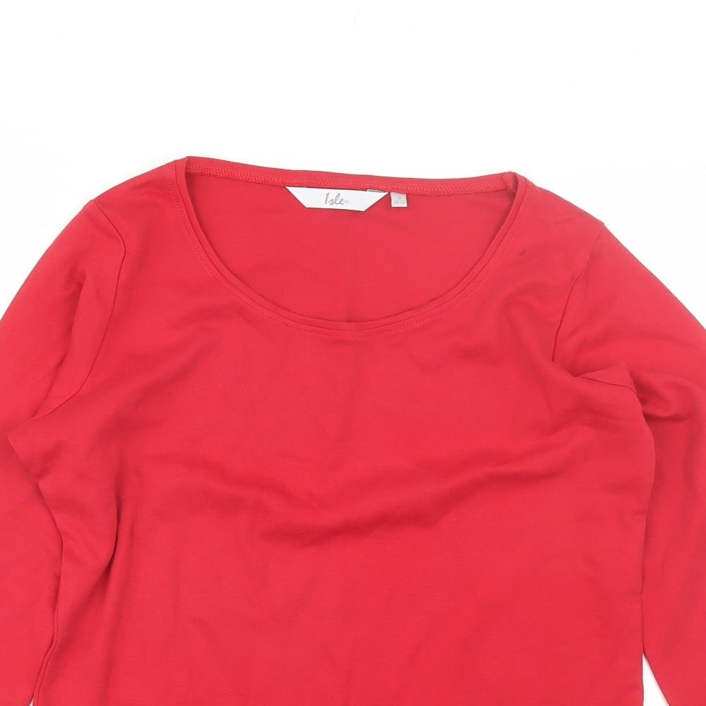 Isle Womens Red  Cotton Basic T-Shirt Size S Round Neck