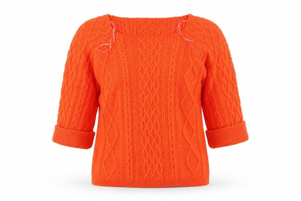 Bassini Womens Orange Square Neck  Acrylic Pullover Jumper Size XL