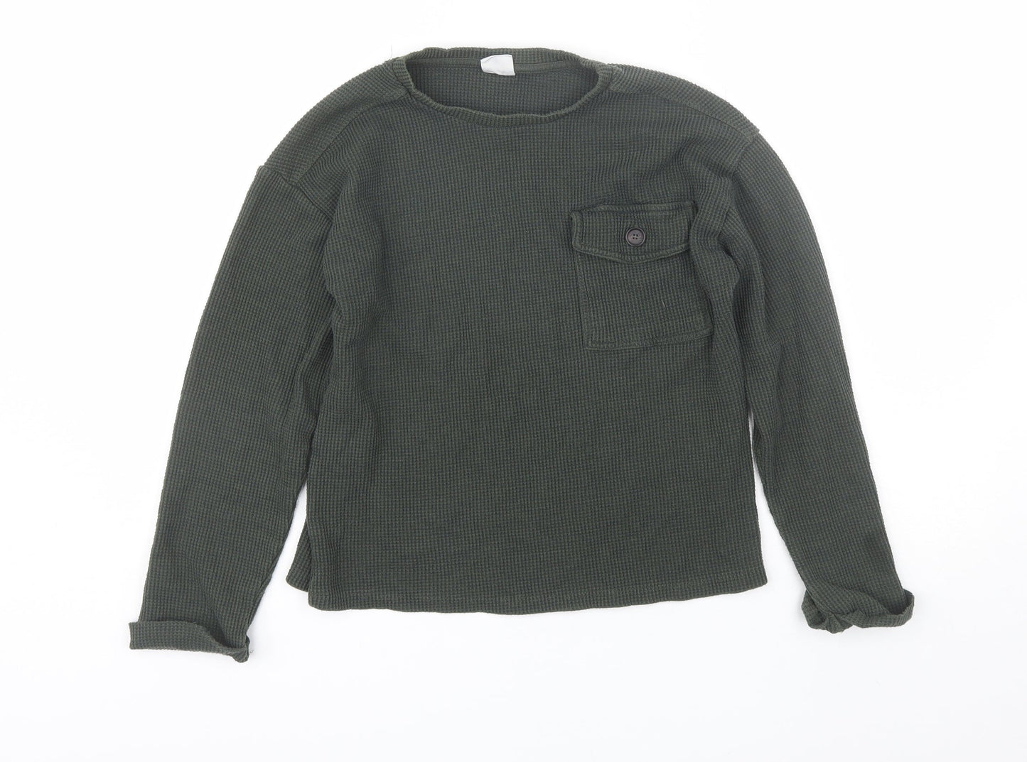 Zara Boys Green Round Neck  Polyester Pullover Jumper Size 13-14 Years