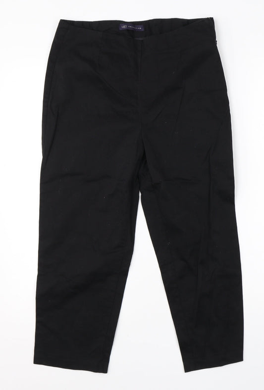 M&S Womens Black  Cotton Dress Pants Trousers Size 10 L20 in Regular