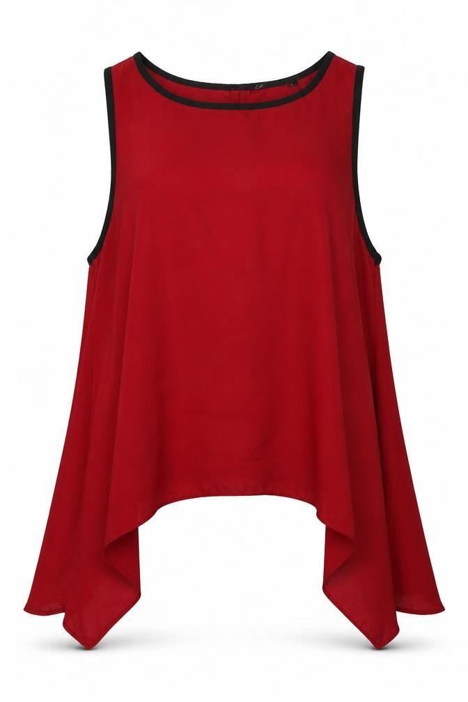 eve Womens Red  Polyester Basic Blouse Size 14 Round Neck