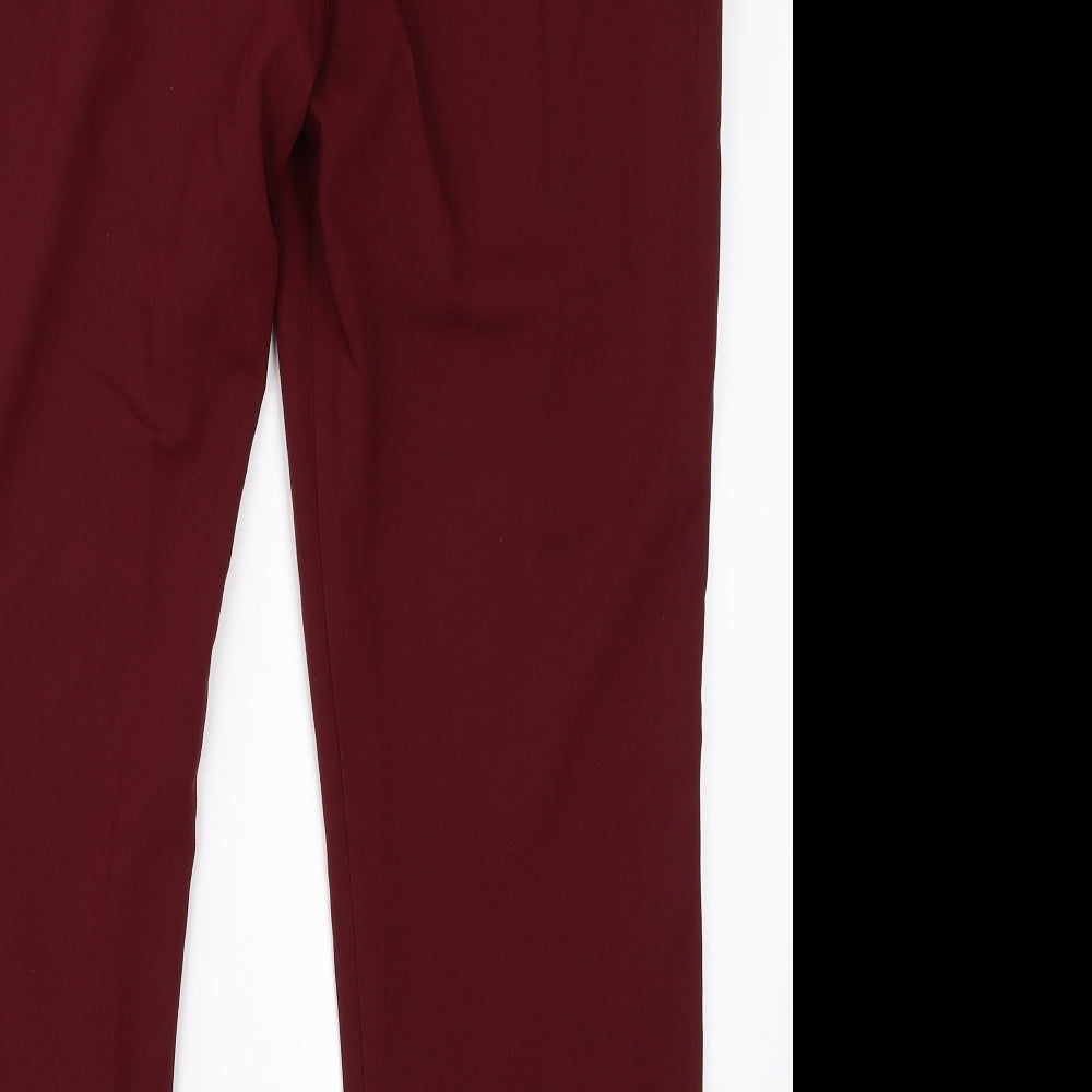 Tailored Womens Red  Polyester Dress Pants Trousers Size 14 L25 in Regular