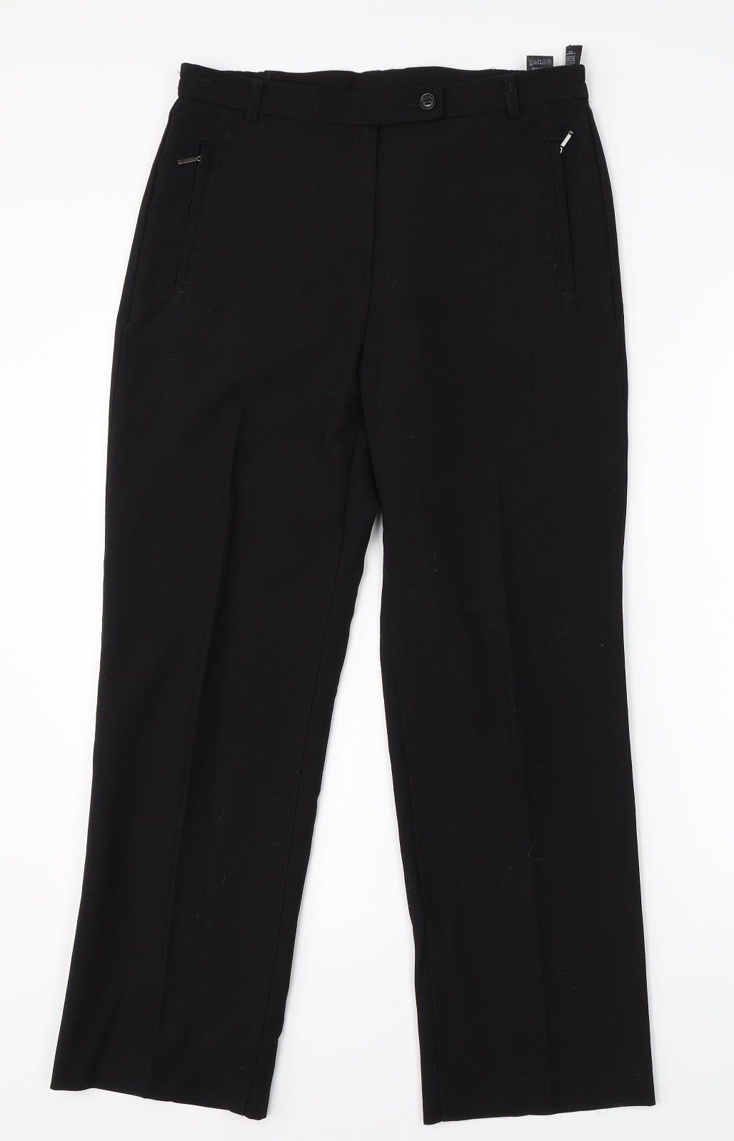 M&S Womens Black  Polyester Dress Pants Trousers Size 10 L25 in Regular