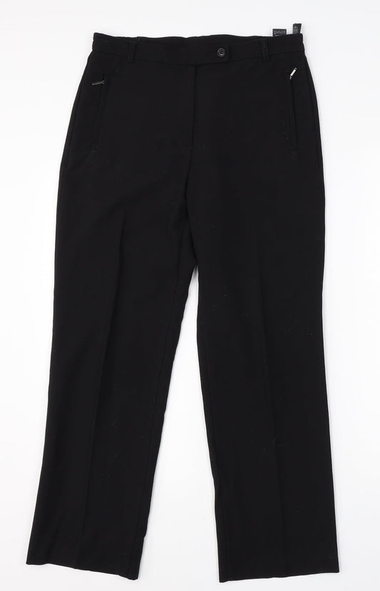 M&S Womens Black  Polyester Dress Pants Trousers Size 10 L25 in Regular