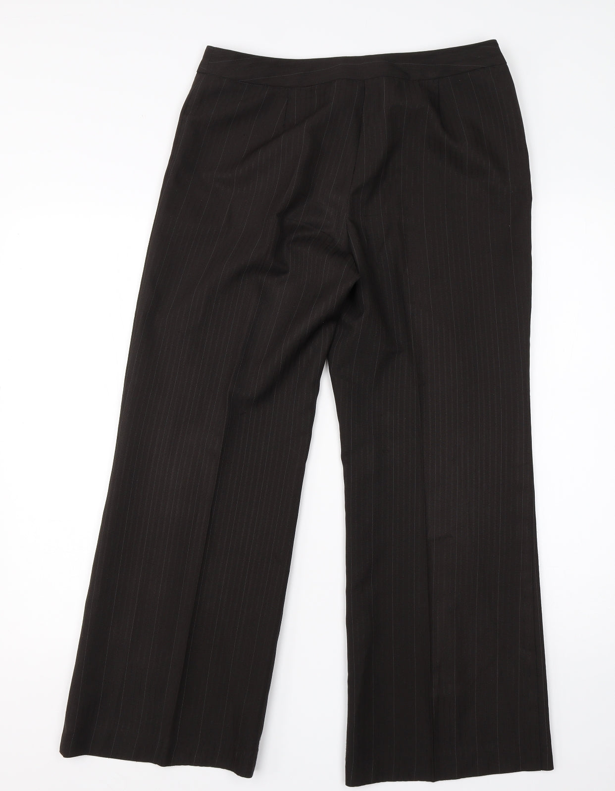 Marks & Spencer Womens Brown Striped Polyester Dress Pants Trousers Size 10 L25 in Regular