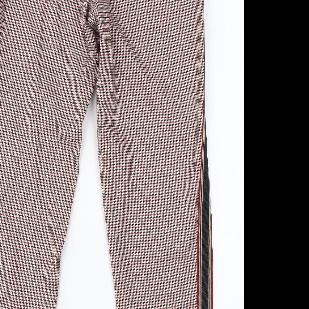 Primark Womens Red Houndstooth Viscose Trousers  Size 8 L23 in Regular