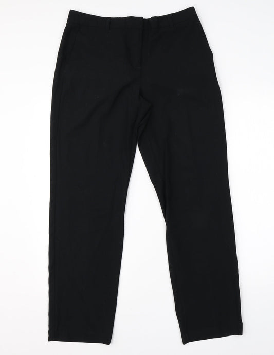M&S Womens Black  Viscose Dress Pants Trousers Size 12 L24 in Regular