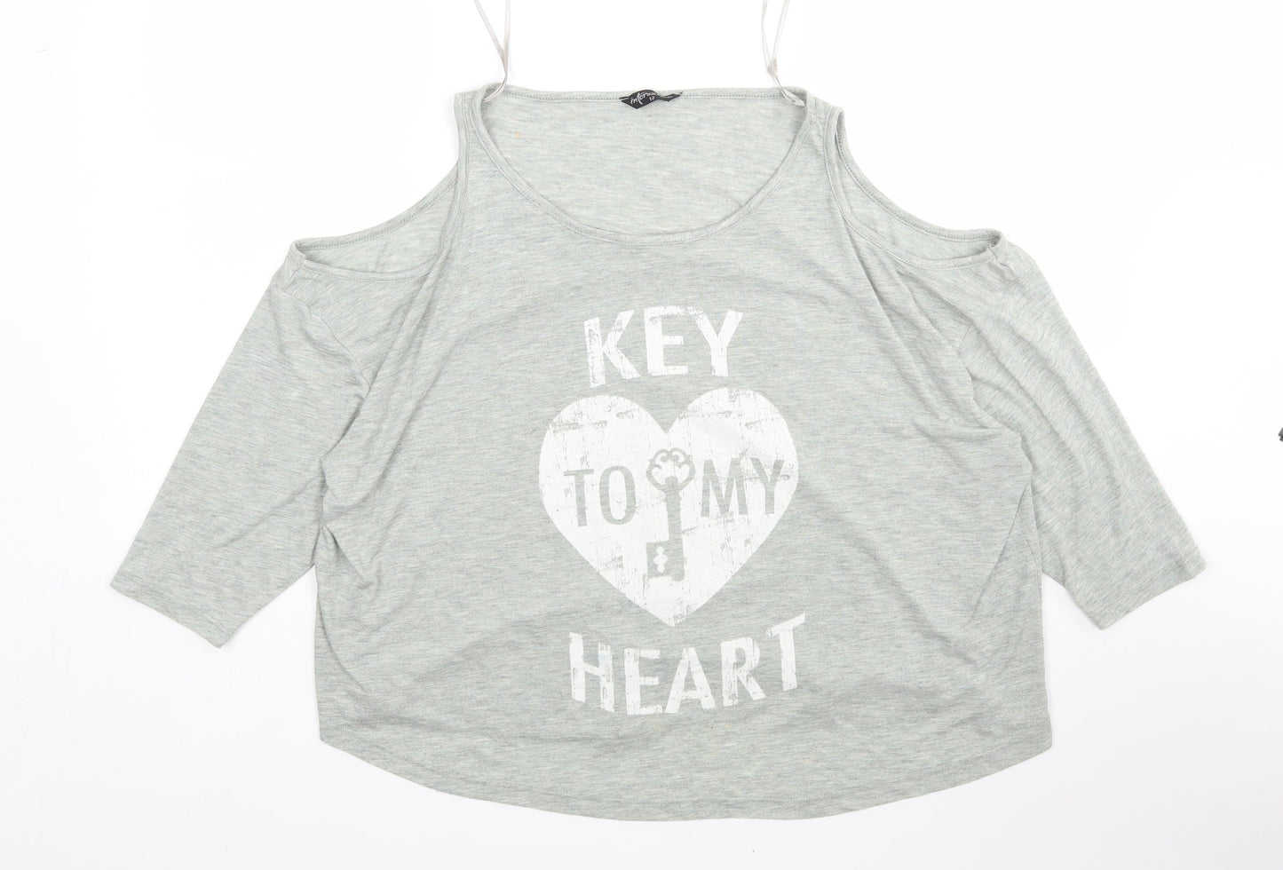Internacionale Womens Grey  Polyester Basic T-Shirt Size 12 Round Neck