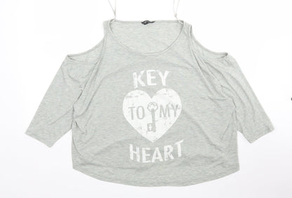 Internacionale Womens Grey  Polyester Basic T-Shirt Size 12 Round Neck