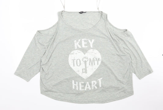 Internacionale Womens Grey  Polyester Basic T-Shirt Size 12 Round Neck