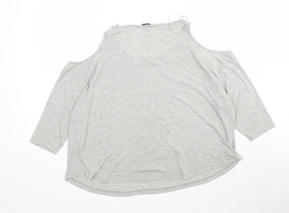 Internacionale Womens Grey  Polyester Basic T-Shirt Size 12 Round Neck