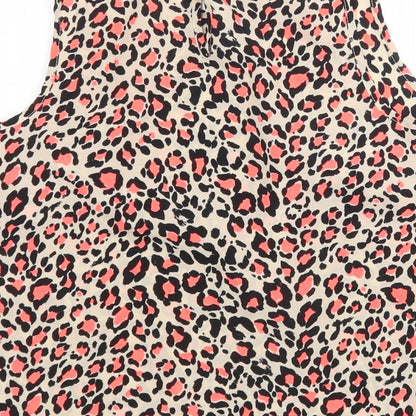 Preloved New Look Womens Multicoloured Animal Print Polyester Basic Tank Size 10 Round Neck - Label