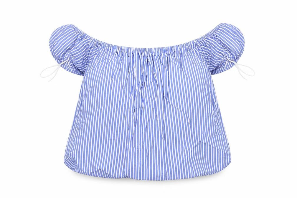 Zara Womens Multicoloured Striped Cotton Basic Blouse Size M Boat Neck