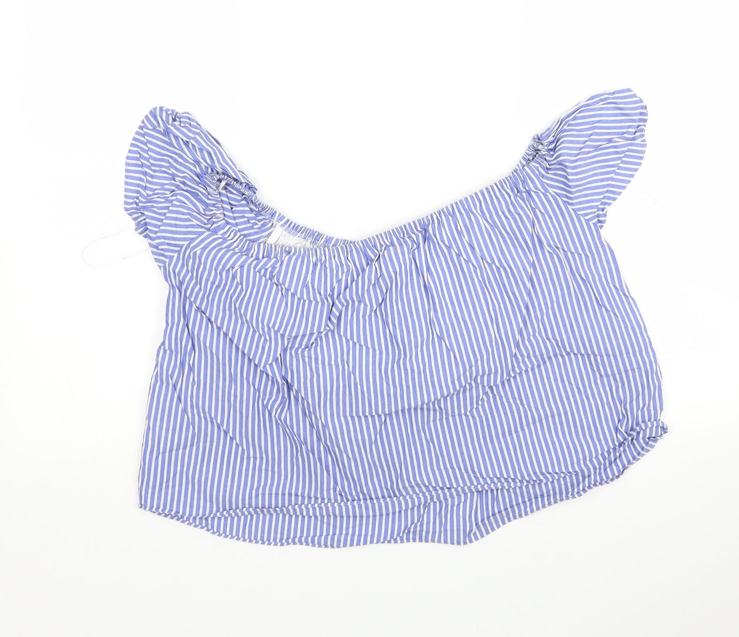 Zara Womens Multicoloured Striped Cotton Basic Blouse Size M Boat Neck