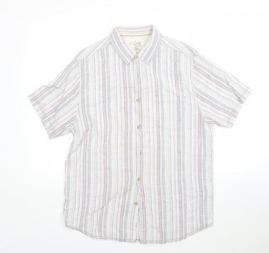Easy Mens Multicoloured Striped   Button-Up Size L Collared