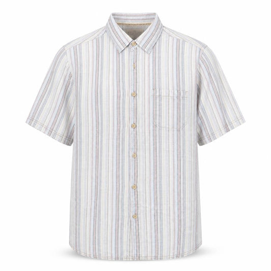 Easy Mens Multicoloured Striped   Button-Up Size L Collared