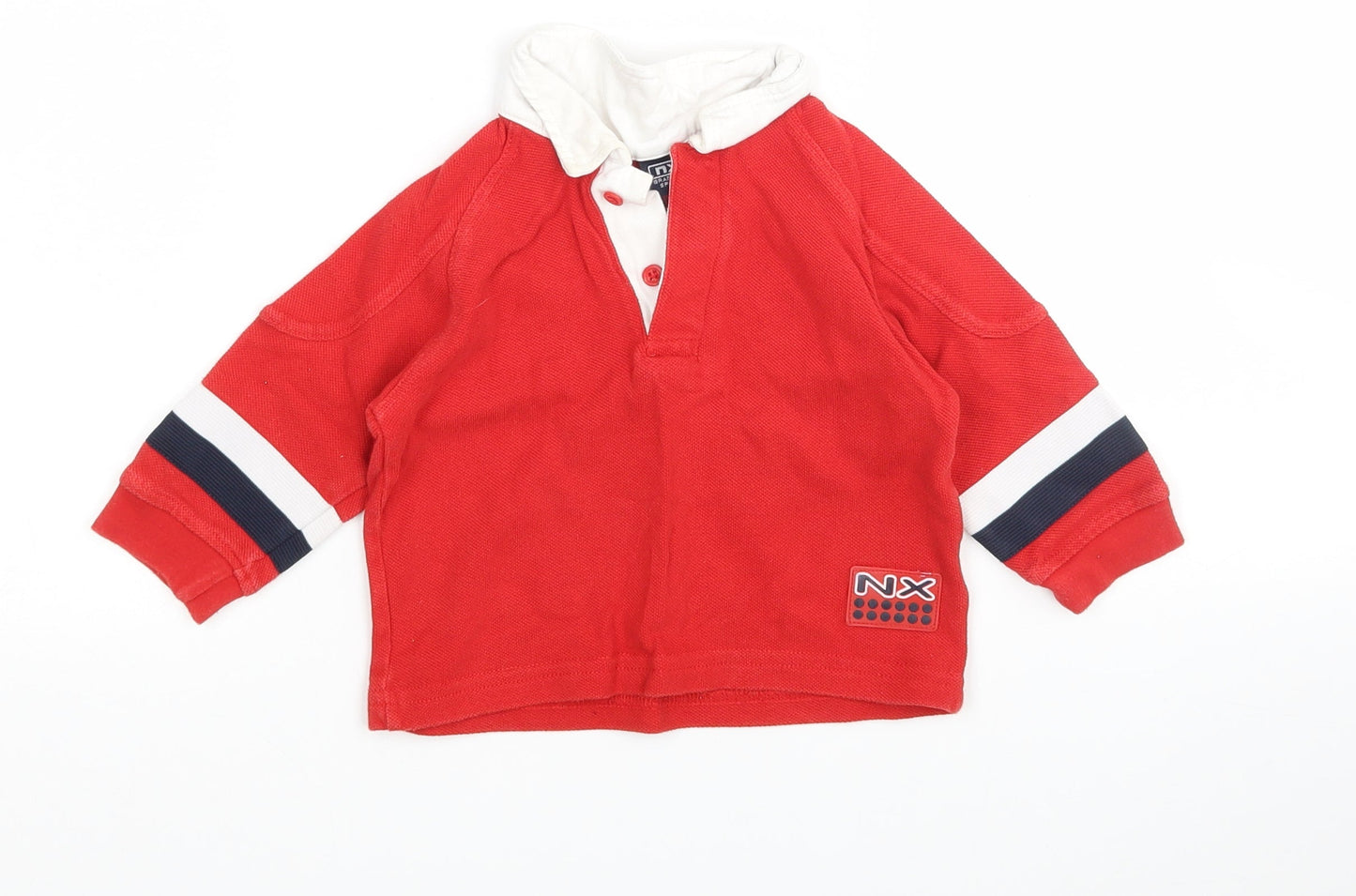 NX Boys Red  Cotton Basic Polo Size 9-12 Months Collared