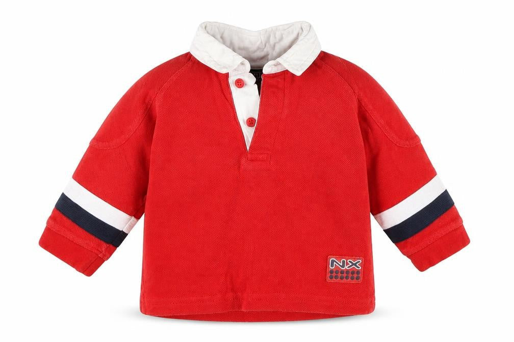 NX Boys Red  Cotton Basic Polo Size 9-12 Months Collared