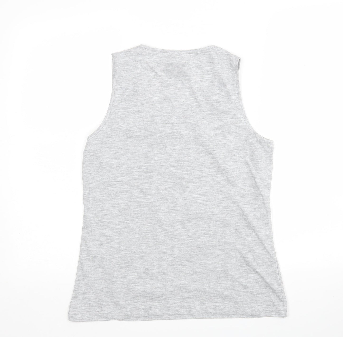 Barley Lane  Womens Grey  Cotton Basic Tank Size M Round Neck