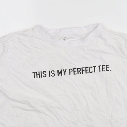 Preloved Primark Womens White  Cotton Basic T-Shirt Size L Round Neck - Detail