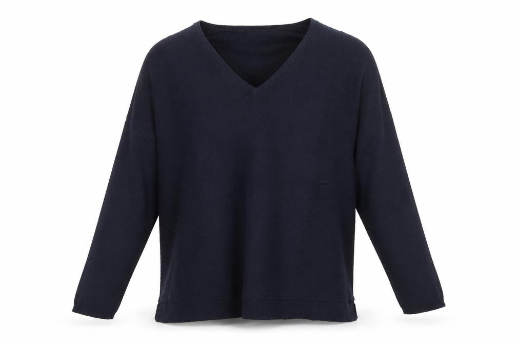 Topshop Womens Blue V-Neck  Polyester Pullover Jumper Size 6
