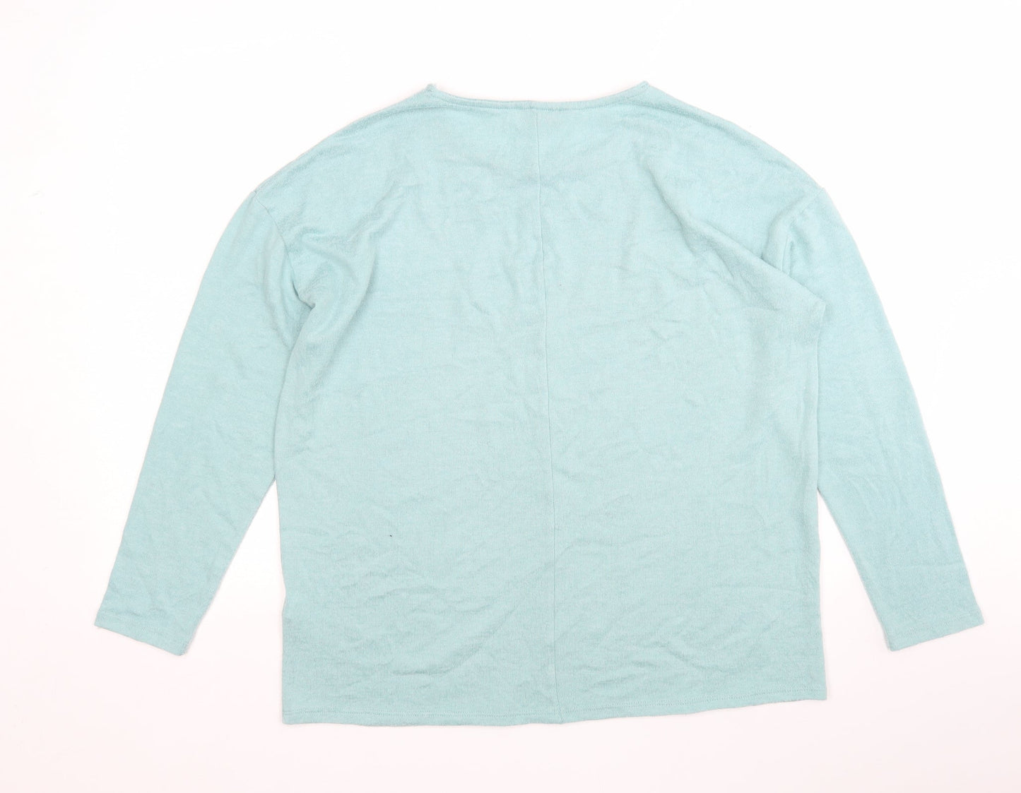 Papaya Womens Green Round Neck  Polyester Pullover Jumper Size M