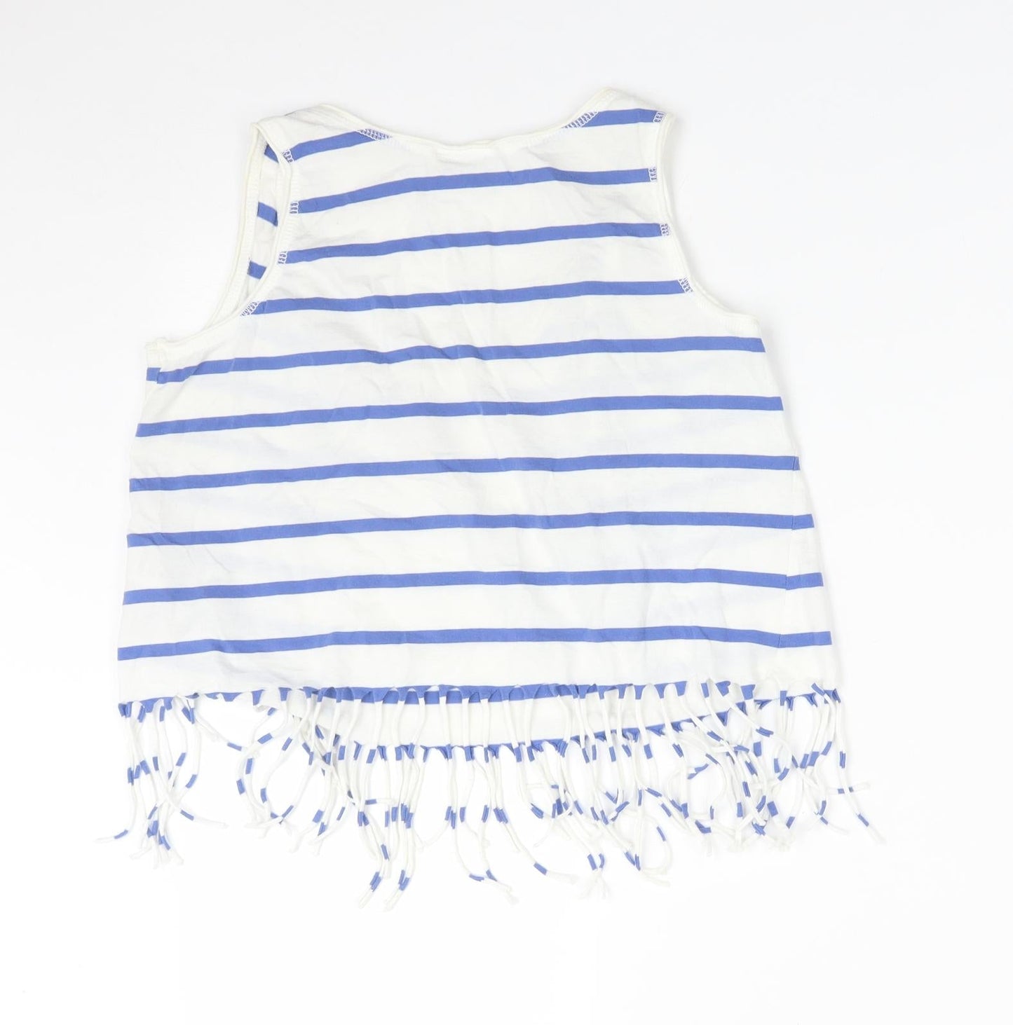 New Look Womens Multicoloured Striped Cotton Basic T-Shirt Size 8 Scoop Neck