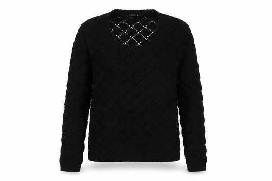 Miso Womens Black Argyle/Diamond Acrylic Pullover Sweatshirt Size 10