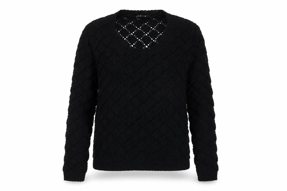 Miso Womens Black Argyle/Diamond Acrylic Pullover Sweatshirt Size 10