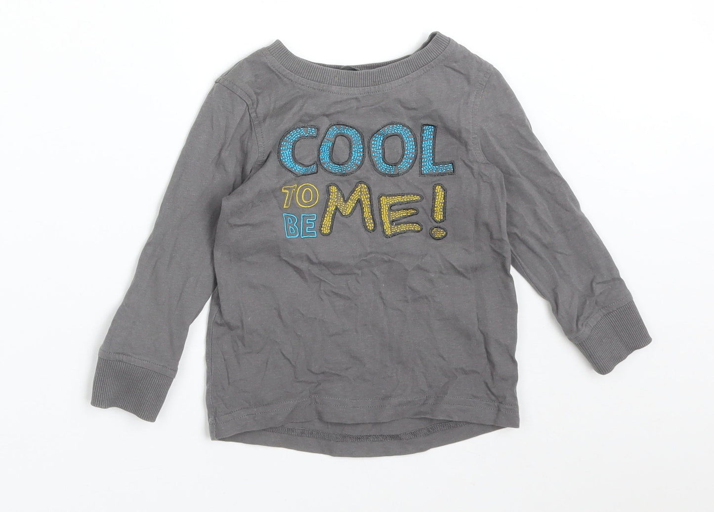 George Baby Grey  Cotton Basic T-Shirt Size 12-18 Months Round Neck  - COOL TO BE ME