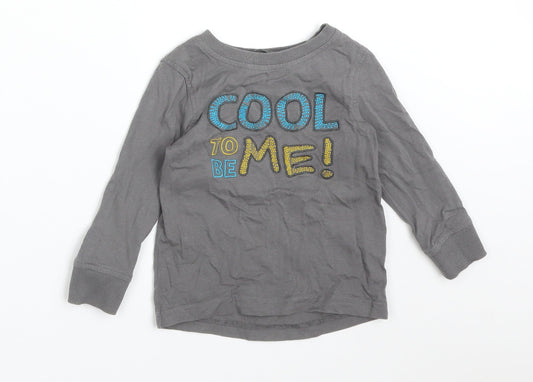 George Baby Grey  Cotton Basic T-Shirt Size 12-18 Months Round Neck  - COOL TO BE ME