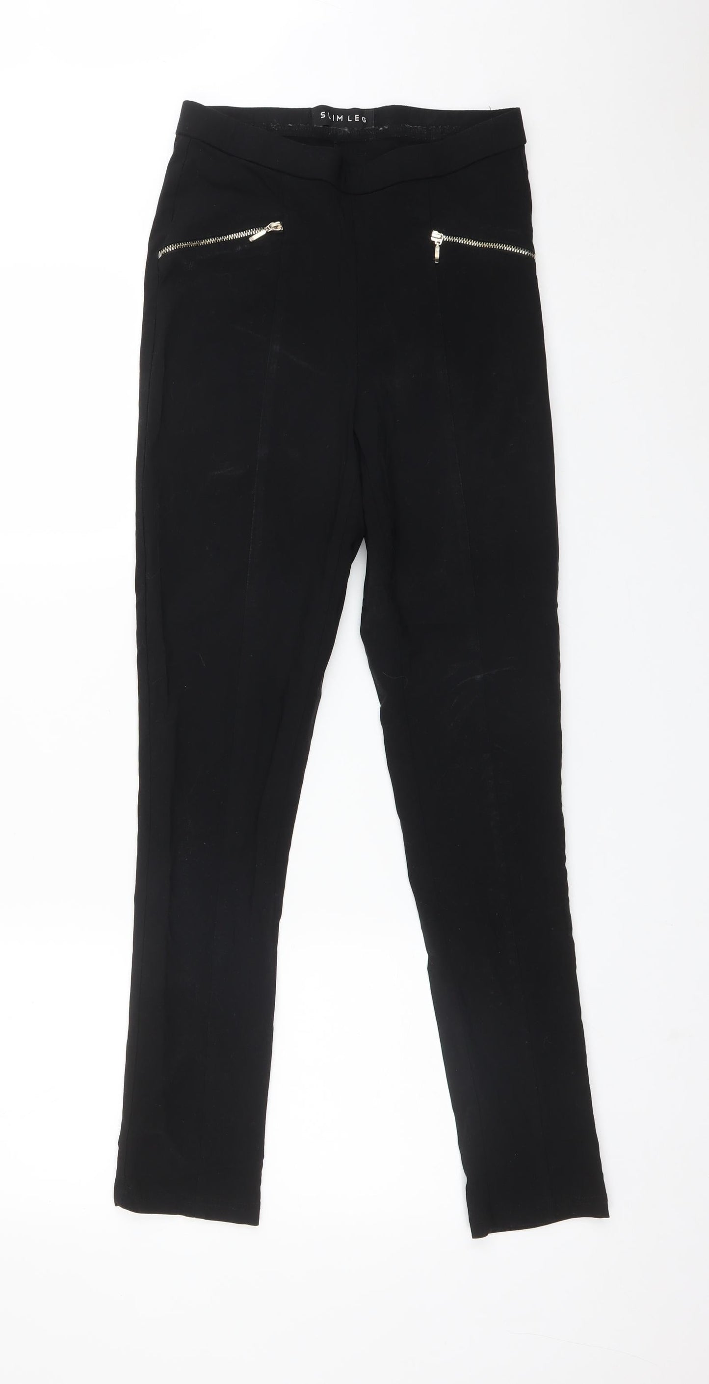 Peacocks Womens Black  Viscose Trousers  Size 8 L28 in Regular