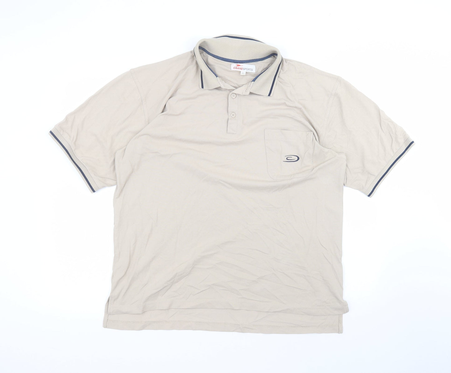 Crane Sports Mens Brown  Polyamide  Polo Size L Collared