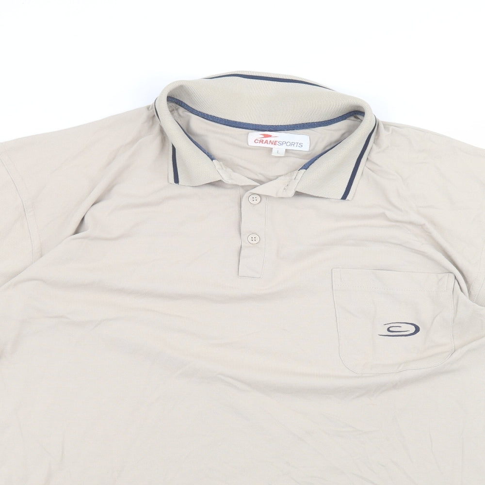 Crane Sports Mens Brown  Polyamide  Polo Size L Collared