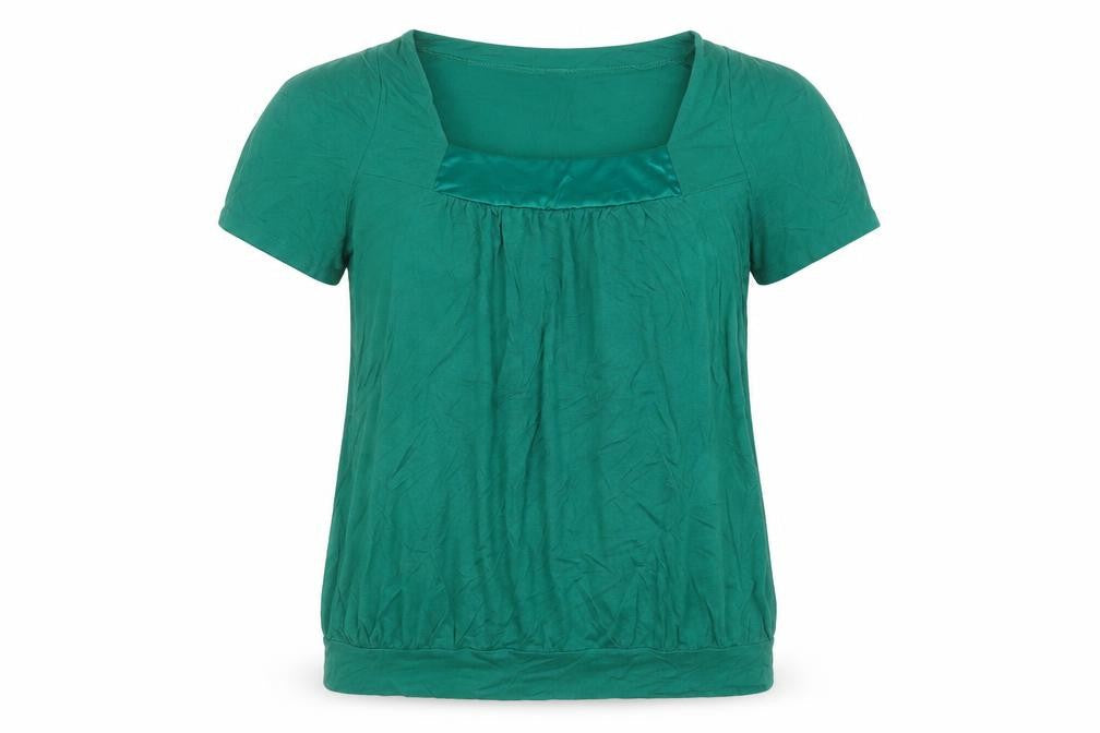 Mia Moda Womens Green  Viscose Basic T-Shirt Size 18 Round Neck