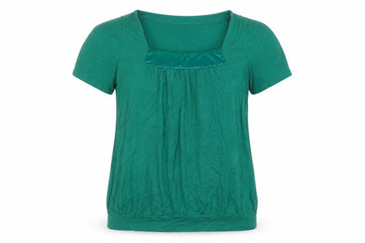 Mia Moda Womens Green  Viscose Basic T-Shirt Size 18 Round Neck