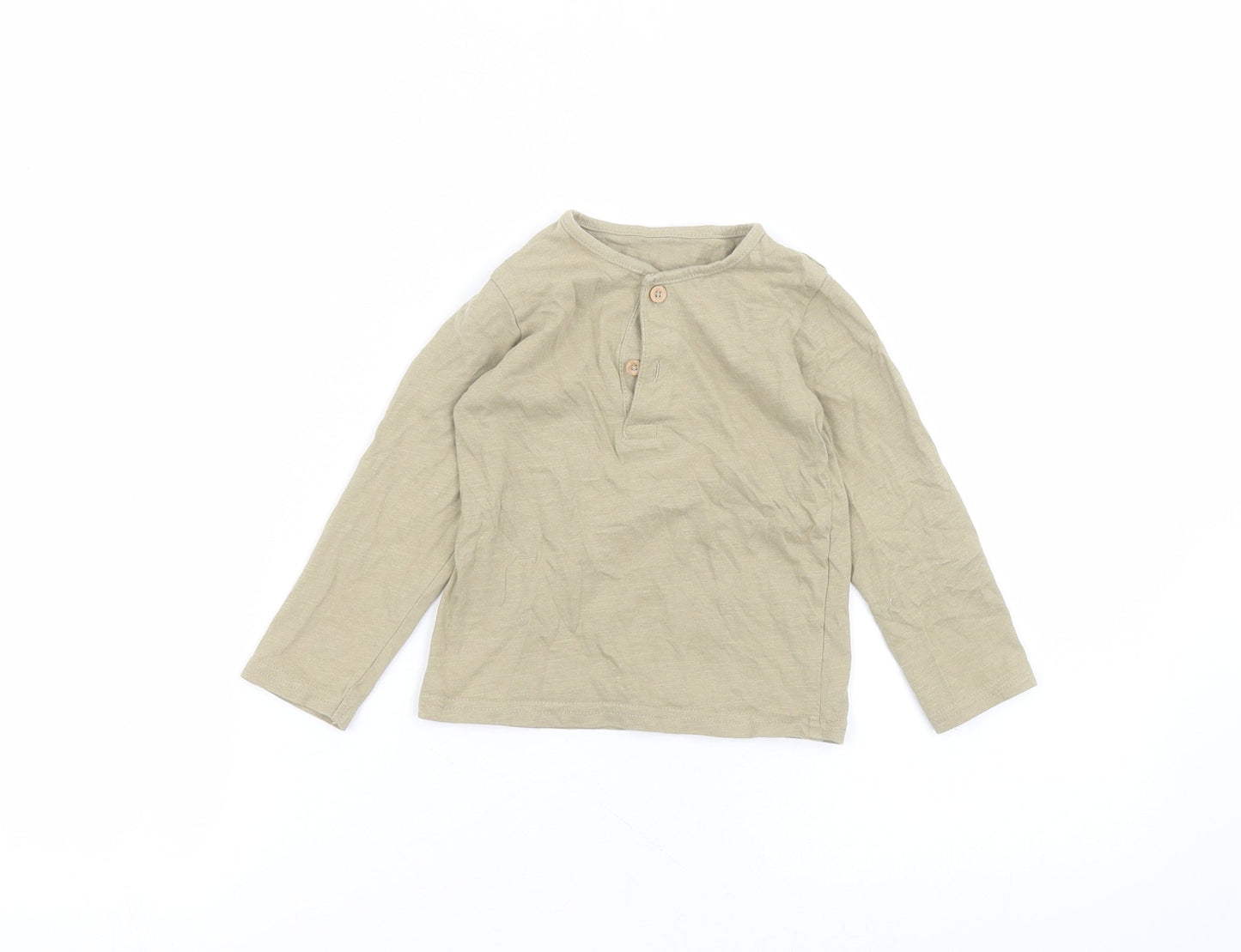 TU Baby Green  Cotton Basic T-Shirt Size 12-18 Months Round Neck