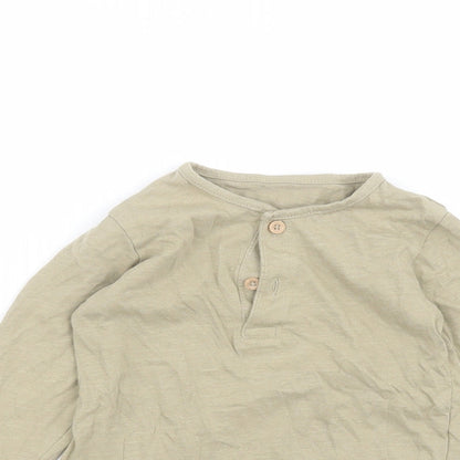 Tu Baby Green  Cotton Basic T-Shirt Size 12-18 Months Round Neck