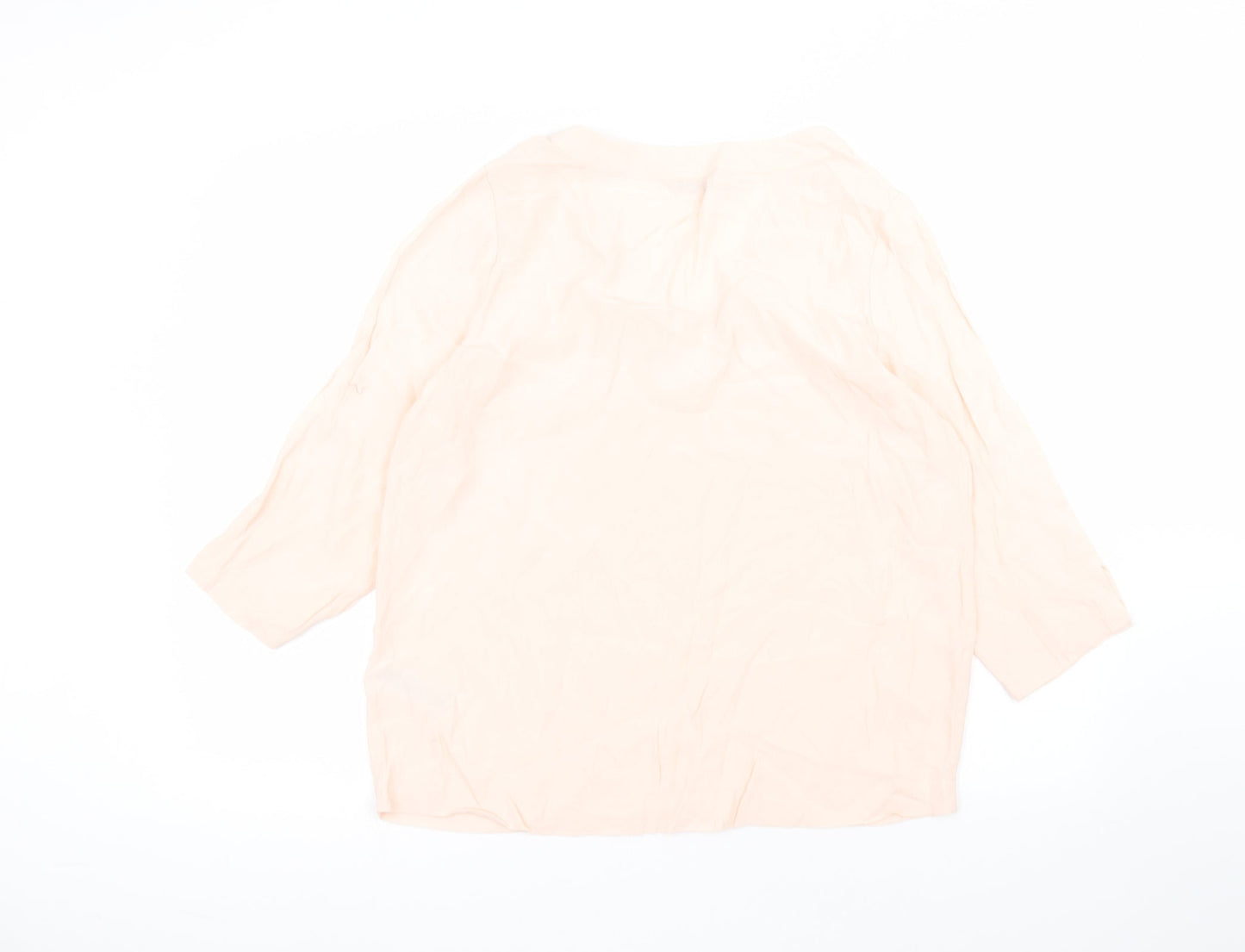 Marks and Spencer Womens Pink  Viscose Basic T-Shirt Size 14 Round Neck