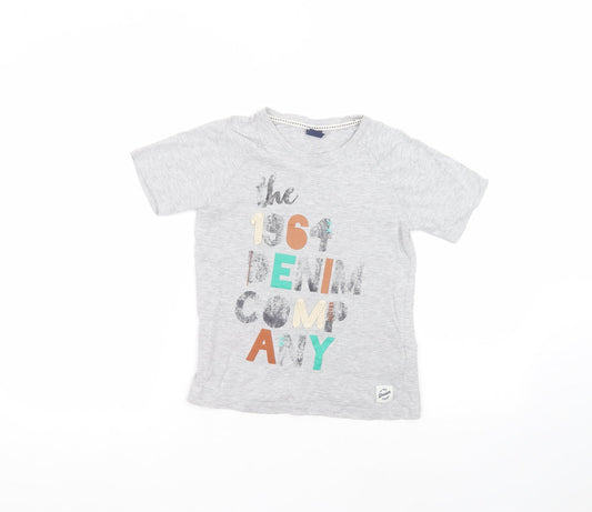 Denim Boys Grey  Cotton Basic T-Shirt Size 7 Years Round Neck