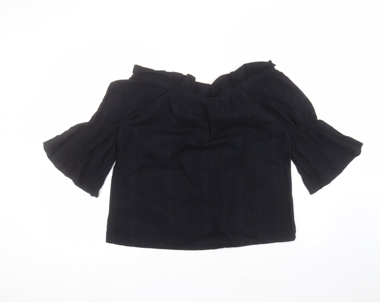 NEXT Womens Black  Cotton Basic T-Shirt Size 12 Round Neck