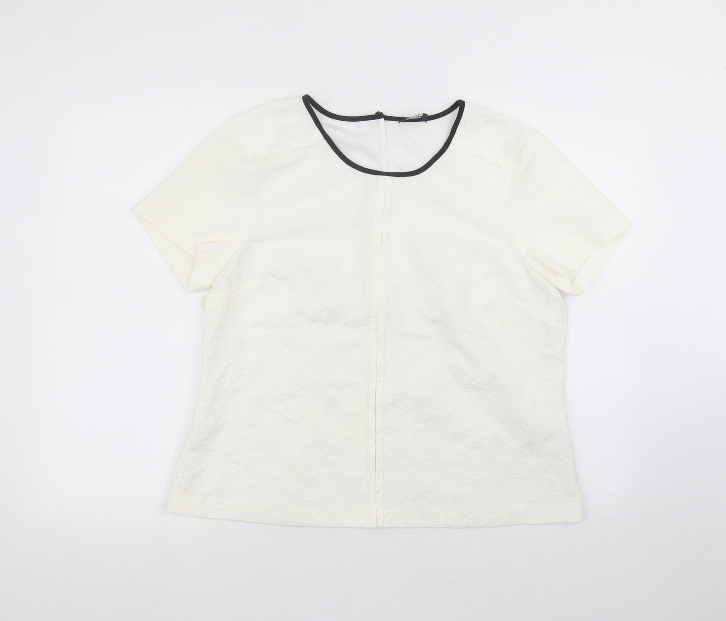 Oasis Womens White  Cotton Basic T-Shirt Size 16 Round Neck