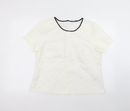 Oasis Womens White  Cotton Basic T-Shirt Size 16 Round Neck